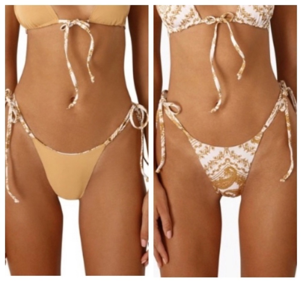 New! Kya x free people reversible Adelle bikini bottom in paisley sand 14470